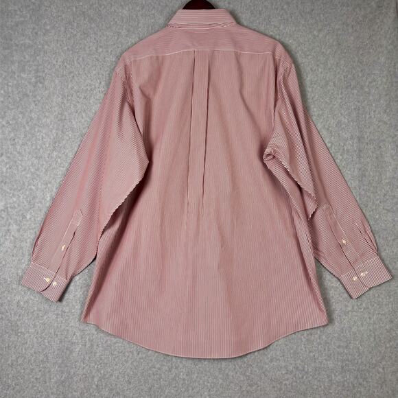 Brooks Brothers 346 Shirt Men's Size 17.5-4/5 Red White Striped L/S Button Down - Picture 5 of 8